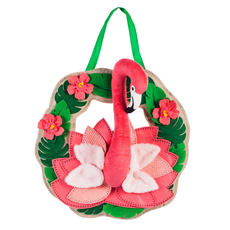 Couronne de en toile jute 20 po flamant rose