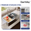 Évier de cuisine à cuve simple en acier inoxydable à tablier frontal avec accessoires 33 po x 22 po DeerValley