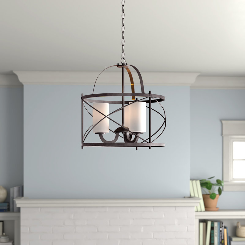 Gaen 3 - Light Dimmable Lantern Geometric Chandelier, Old Bronze