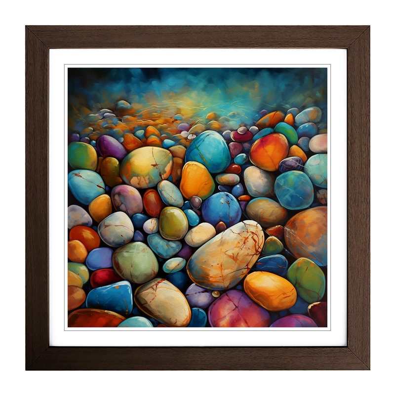 Pebbles Expressionism No.1 - Framed Print, Walnut