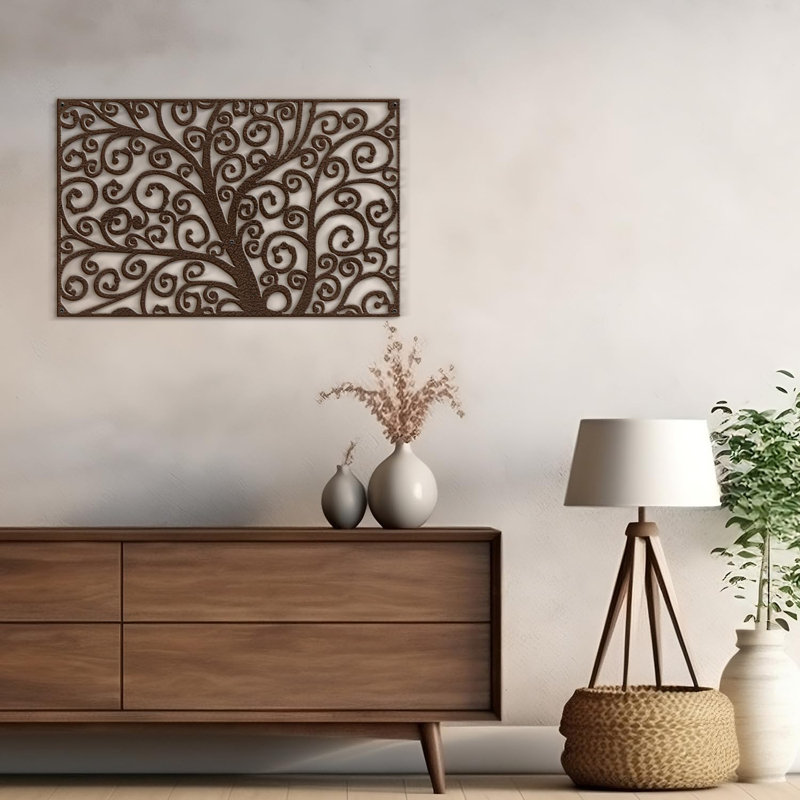 Décoration murale en métal tourbillonnant bouclés branches abstraites murales abstraites, H 11,34 po x l 18 po x P 0,05 po