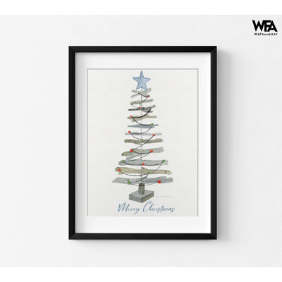 «Coastal Holiday Tree III Red Merry Christmas» par Kathleen Parr Mckenna, œuvre d'art originale de 384