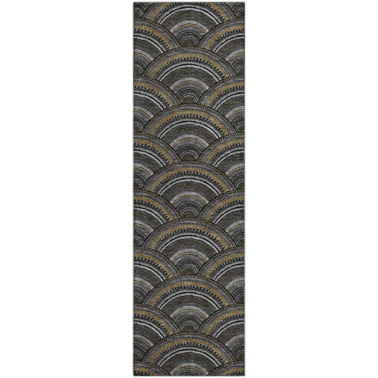 Premium Machine Washable Prisco Black Rug