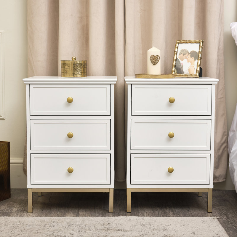 Aspasija 45cm W Solid + Manufactured Wood Bedside Table