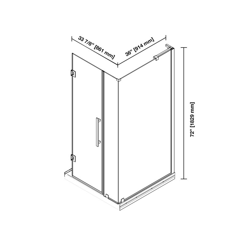 OVE Decors Panama 36 In. W X 36 In. D X 74 3/4 In. H Corner Frameless Pivot Hinge Shower Door Kit With Base Pan, 2025