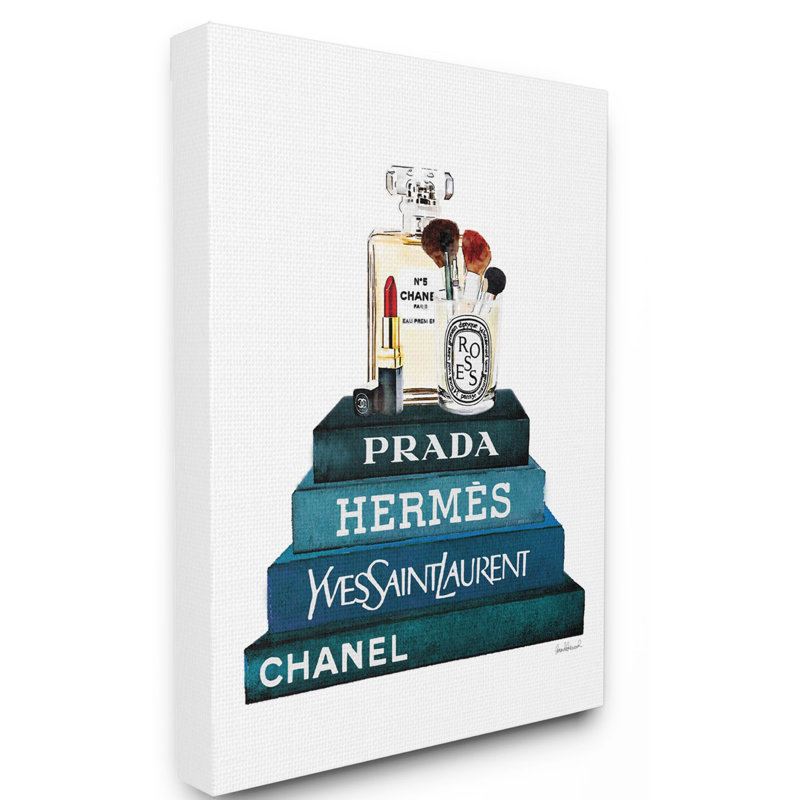 «Fashion Designer Makook Bookstack Blue», art textuel, Toile tendue, H 20 po x l 16 po