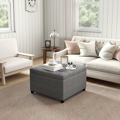Banc ottoman de rangement capitonné, gris foncé