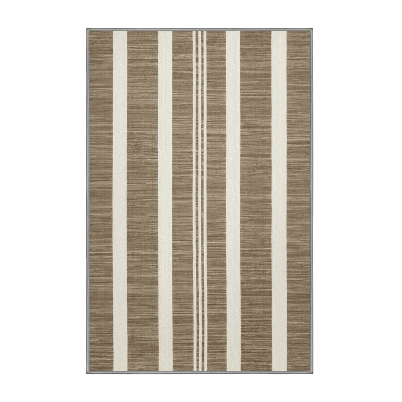 Tapis gris à rayures horizontales lavable à la machine, Tapis de couloir 2 pi x 5 pi