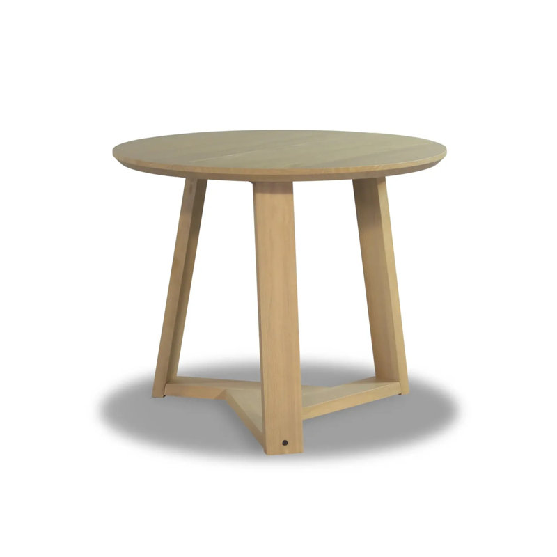 Cascais Round Dining Table With Japandi Base, Blonde Oak, 30"H x 36"L x 36"D
