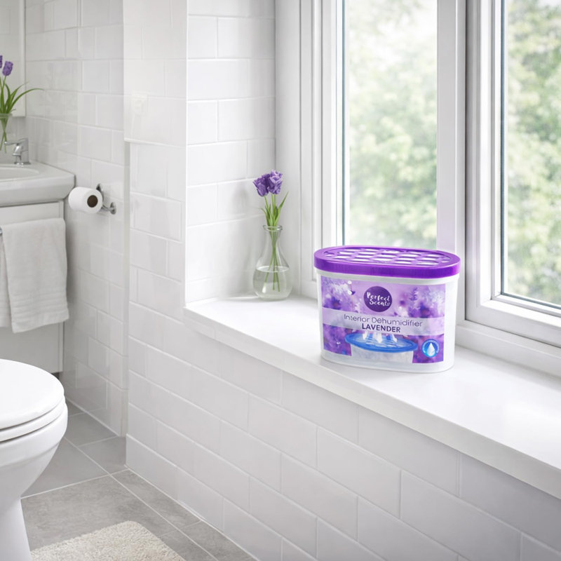 Home Moisture Absorber Lavender Dehumidifier Tub Damp Condensation Mould Odour Control For Bedroom Bathroom Kitchen Wardrobe Basement (Pack Of 12)