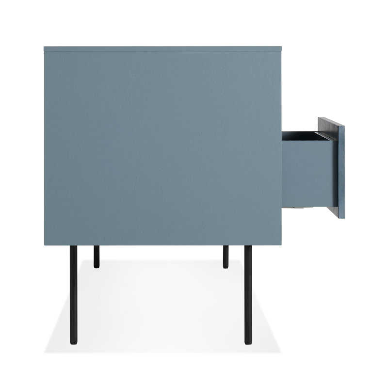 Fable 2 Door / 2 Drawer Console -Leather, Gray Blue