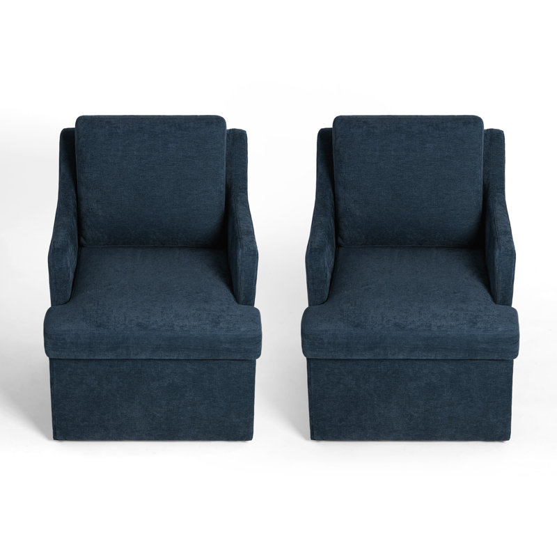 46.99 cm H Upholstered Chenille Armchair, Dark Blue