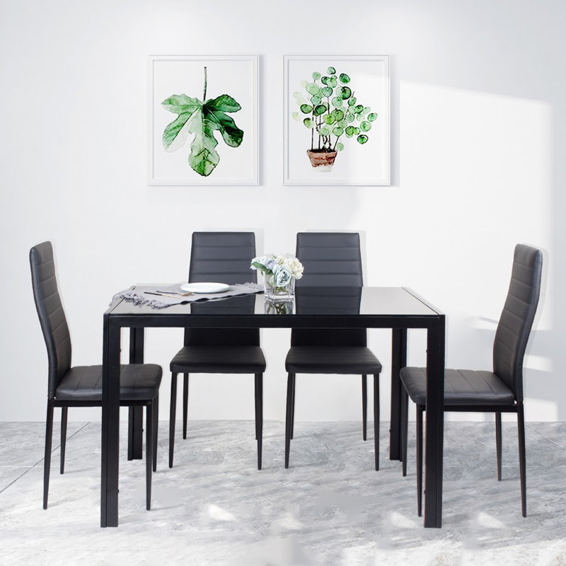 Rakestraw 4 - Person Dining Set, Black , Black