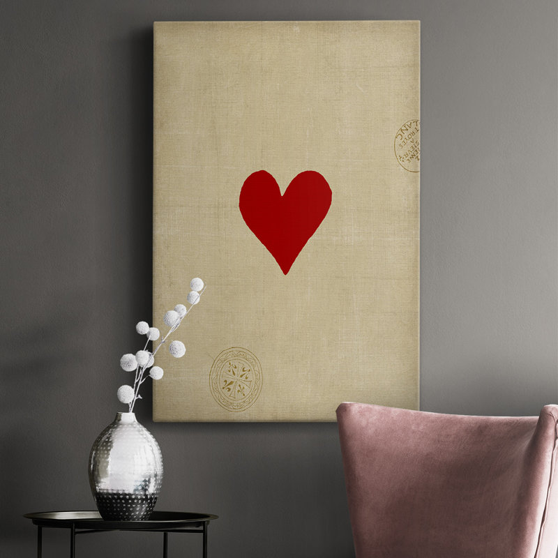 Cœur - reproduction sur toile tendue, H 12 po x l 8 po x P 1 po