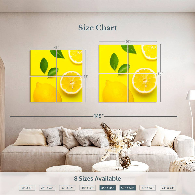 Yarlin citrons sur jaune, H 50 po x l 50 po