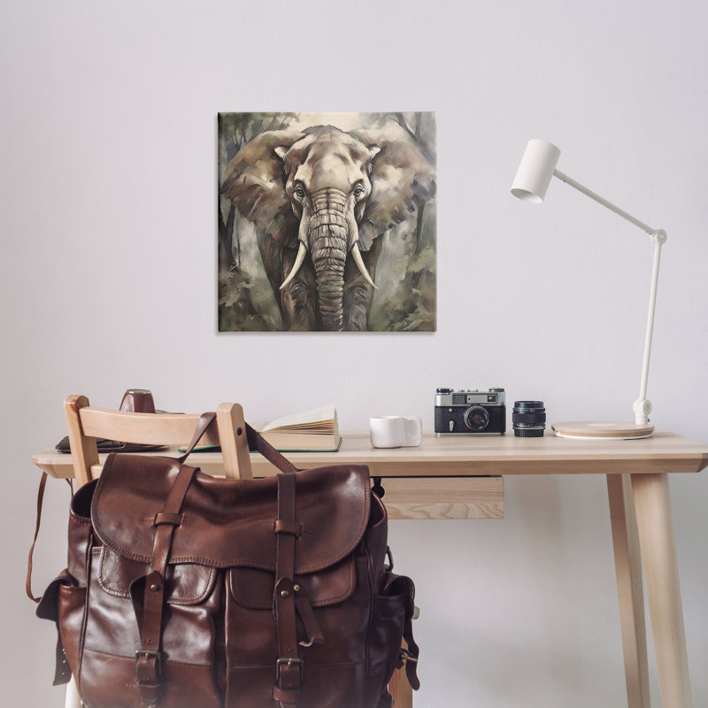 «Grey Elephant Portrait», art mural sur toile par Noah Bay, H 30 po x l 30 po