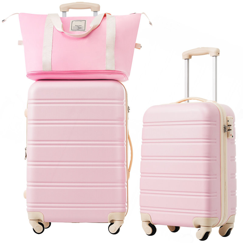 Valise Hardshell 2 pièces + valise à roulettes avec serrure TSA légère 20 po + 24 po