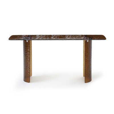 63" Bronze Glass Double Pedestal Console Table