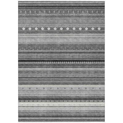 Machine Washable Indoor/Outdoor Husby ACN2218 Striped Rug
