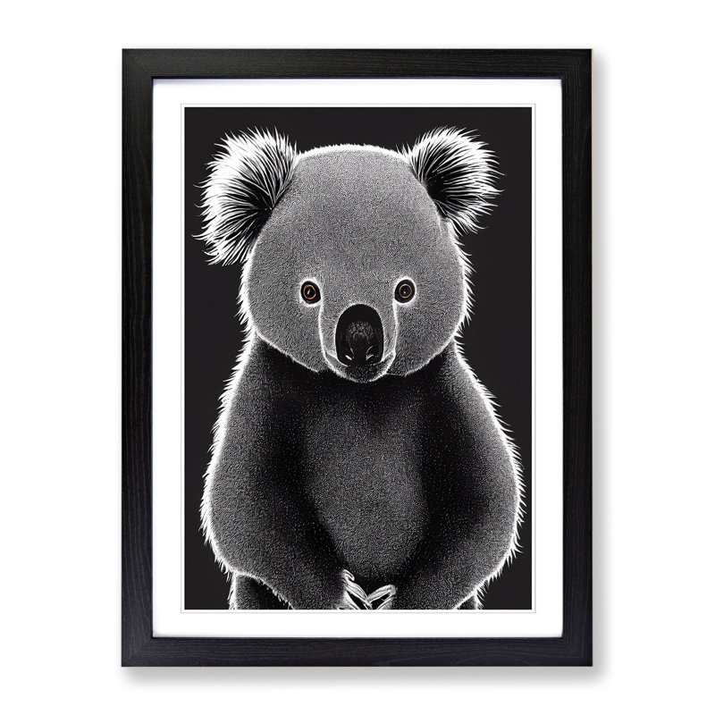 Liban Koala Bear Portrait - Single Picture Frame Print, 46cm H x 34cm W x 2cm D, Walnut