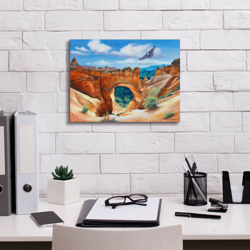 «Hawk Over Bryce Canyon» par John Zaccheo, H 12 po x l 16 po x P 0,75 po