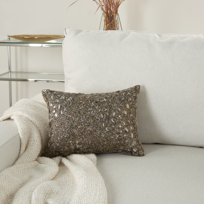 Appliqued Throw Pillow, Pewter