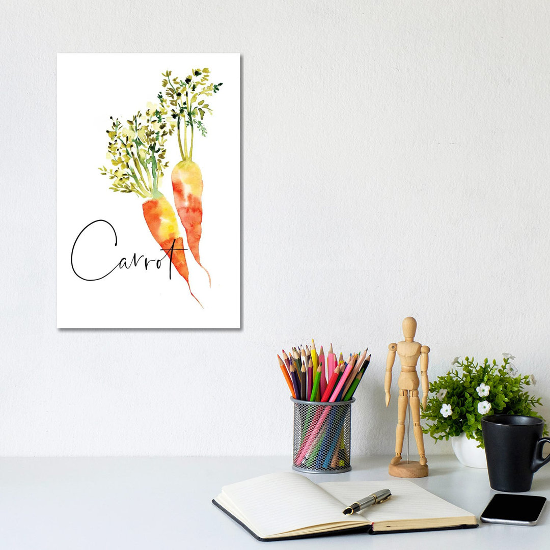 Loose Veggies Carrot von Sara Berrenson - No Frame Gallery-Wrapped Canvas Giclée on Canvas