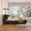 Lit plateforme luxueux avec tête de lit surdimensionnée et structure en bois massif robuste pour les chambres à coucher modernes et chics.-1889048883-1889048880