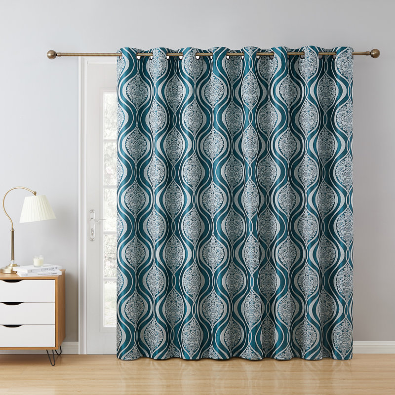 Petrie Curtain Single Panel, Teal Blue