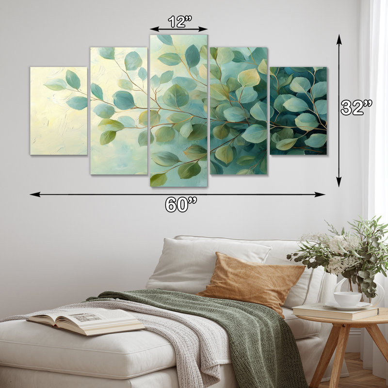 «Eucalyptus Leaves Dance Of The Foliage I» - ensemble de décorations murales traditionnelles diamant