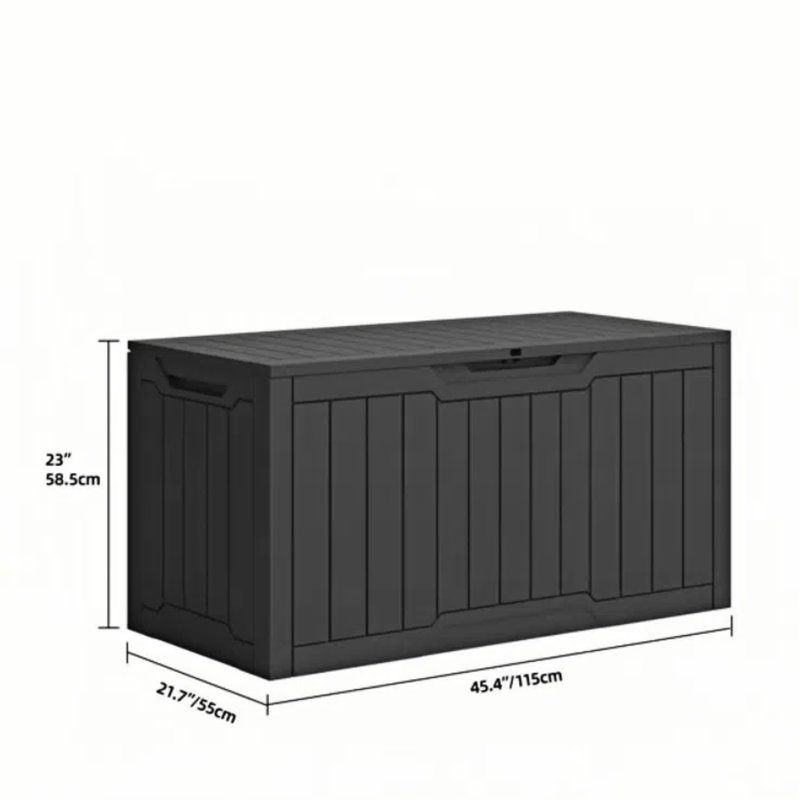 Lark Manor 115cm W 380L garden storage box，waterproof outdoor deck box, Black