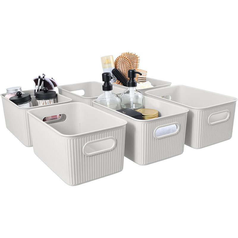 Paniers de rangement en plastique, 6, Blanc