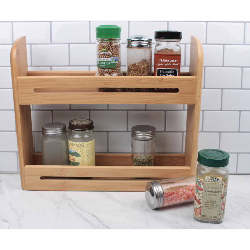 Unfinished Bamboo 2-Shelf Wall Mounted Spice Rack