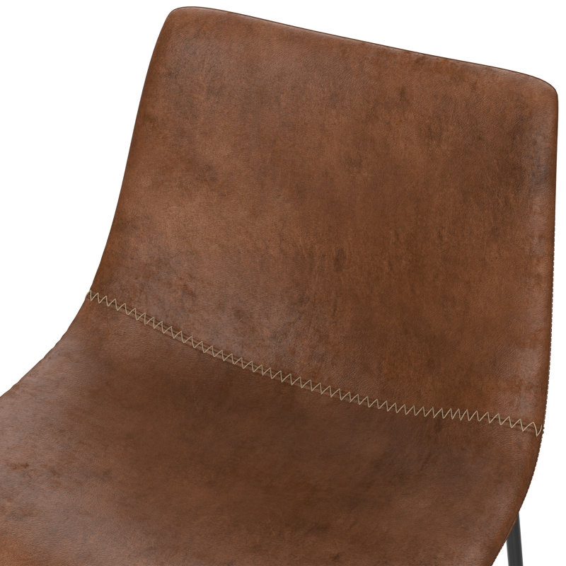 Faux Leather Upholstered Metal Side Chair, Brown