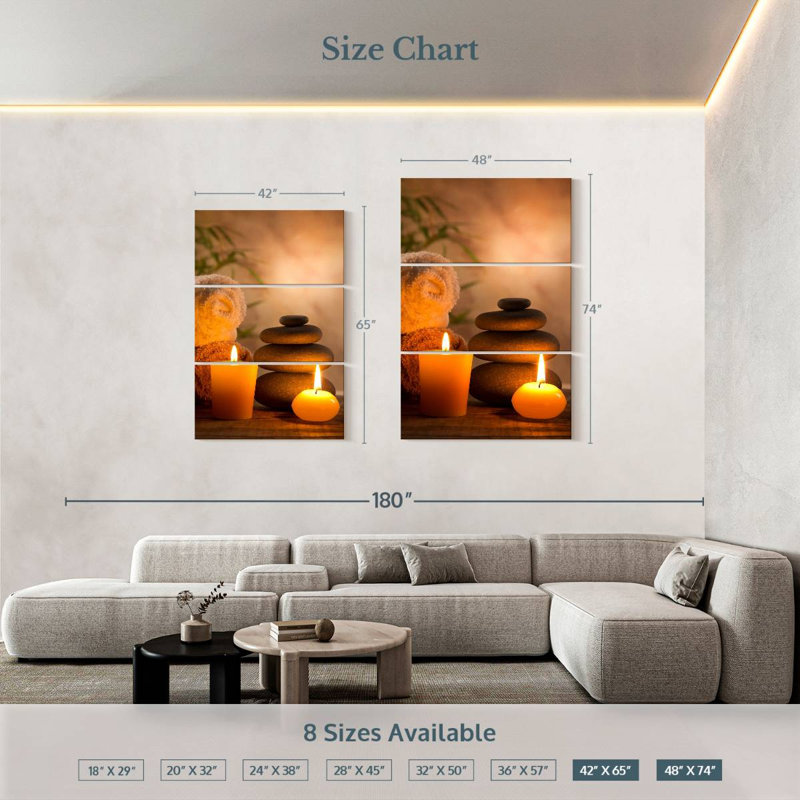 " Aromatic Spa " 3 Piece Art Set, 74" H x 48" W x 1.25" D