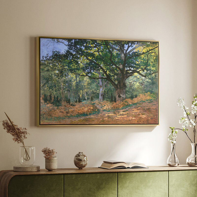 Paysage rétro-CCXL III, Toile avec cadre flottant or, H 25 po x l 37 po x P 2 po