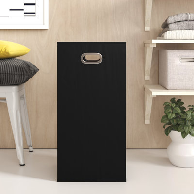 GEN Folding Laundry Hamper, Grommet Handles, Sturdy Fiberboard with Polyester Lining, Quick Set-Up, Squared Shape Saves Space