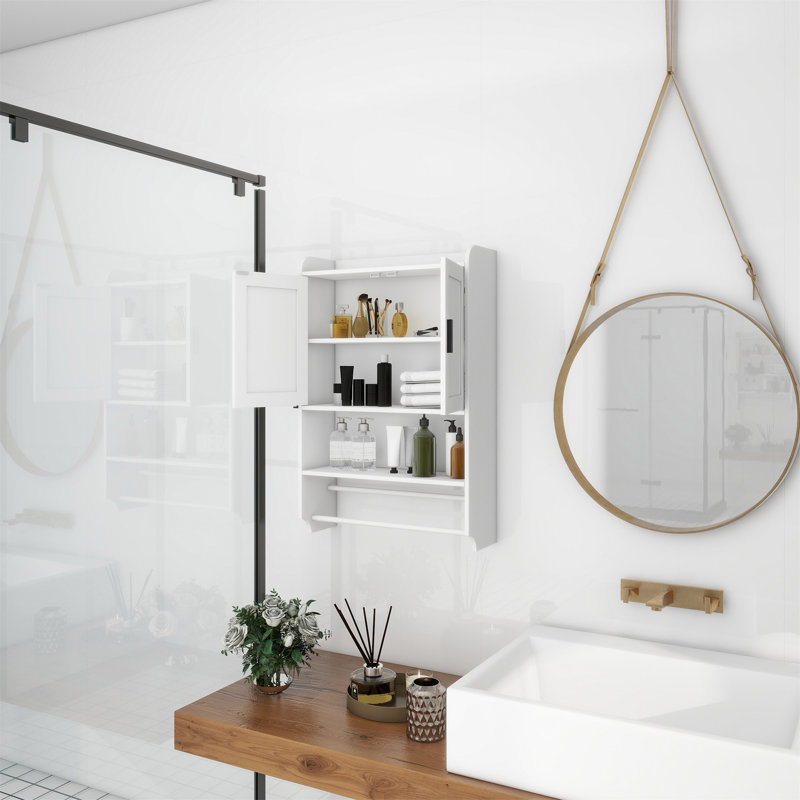 Armoire murale de salle de bain avec portes, Blanc