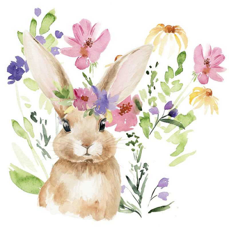 Aquarelle, jardin printanier II, H 30 po x l 30 po