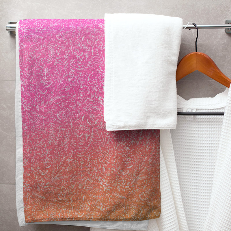 Serviette de bain florale ditsy classique, Rose / Orange