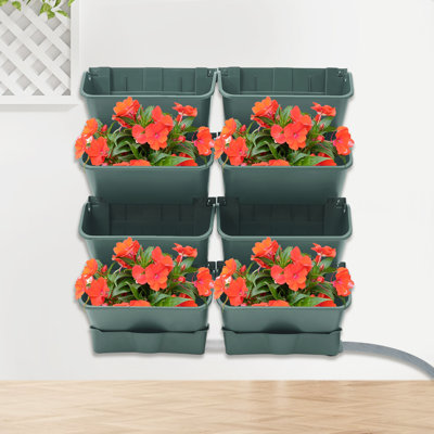 8-Tier Vertical Wall Planter with Automatic Drip System