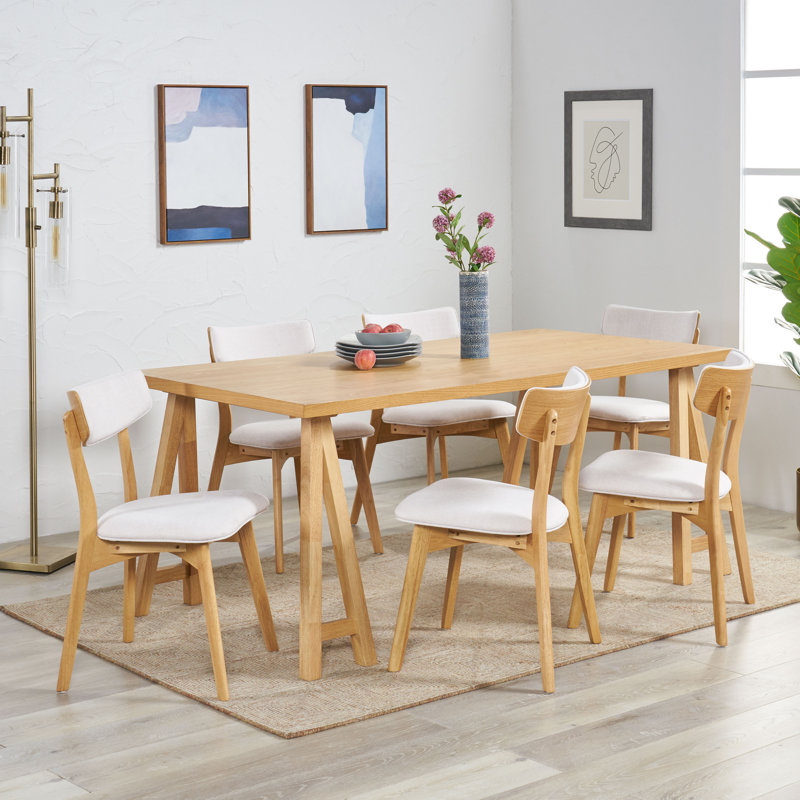 Ensemble repas pour 6 personnes, Chêne naturel, Beige clair