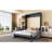 Gray Queen Size Bed Wall With And Shelves, Perfect For Small Apartments, Functional Comfortable Space - Saving Option , Sleeping
