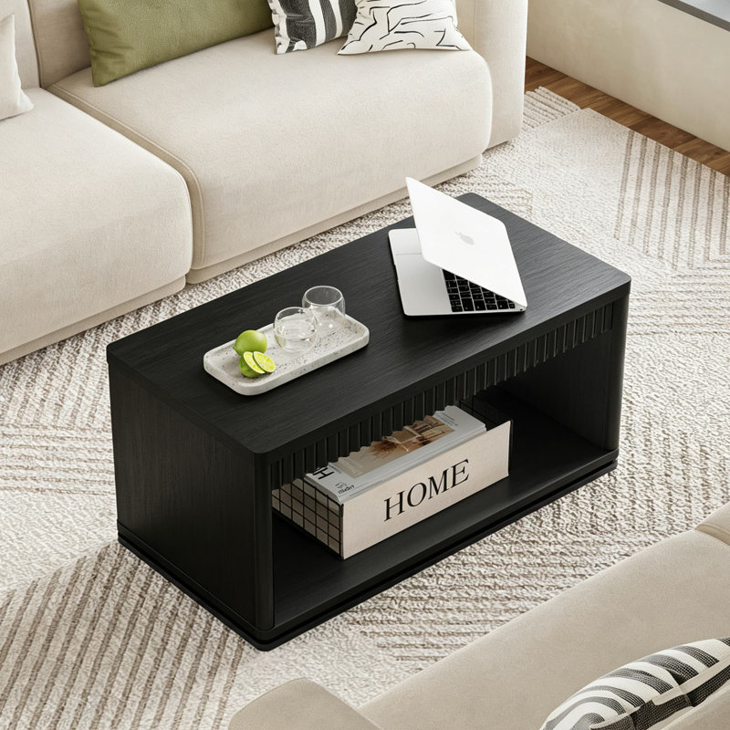 Table basse à motif ondulé Guinna, Black Oak