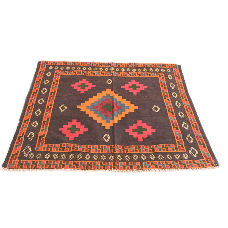 Tapis carré brun foncé Newsom