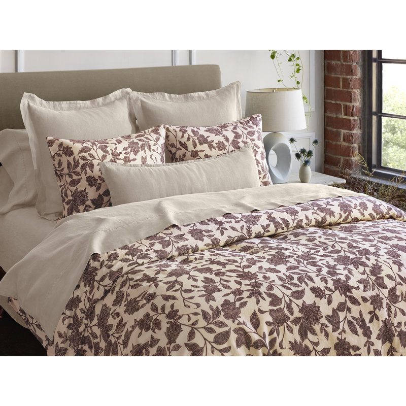 Taie d'oreiller imprimée Ophelia Euro Mulberry, Européen, Mûre blanche