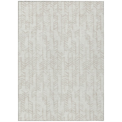 5' X 8' Ivory And Beige Tribal Washable Indoor Outdoor Area Rug