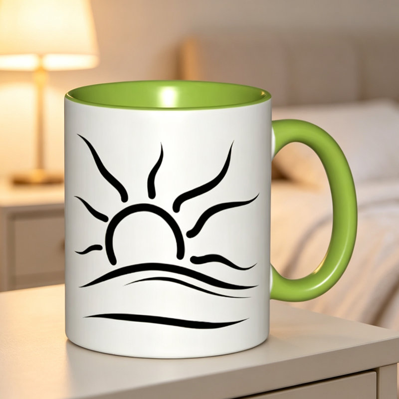 Minimalist Naturist Emblem Design, Non-Slip Ceramic Cup, Dishwasher Reusable Tea/Coffee/Milk/Water Cup.