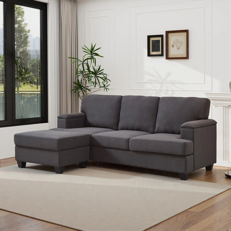 86" Modular Sectional Sofa, L-shaped Comfy Sectional Couches For Living Room, 3-seater Cloud Couches With Ottoman, Modern Deep Seat Sofa With Large Storage