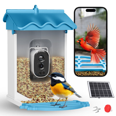 Smart Bird Feeder with 4k Camera & AI Recognition - Solar Powered, 2l Capacity, Night Vision, App Alerts, Auto Capture Photos/Videos for Bird Watching, Squirrel Deterrent